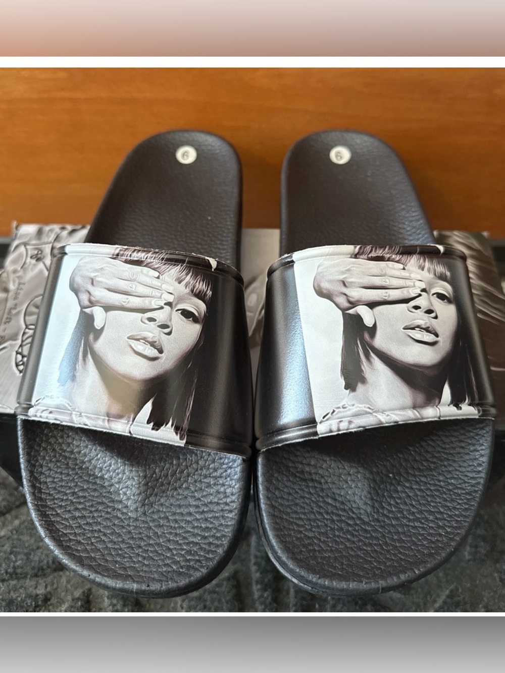 Cross Colours Left Eye Legacy Slides TLC Lisa Lopes Women’s Sz 9 FAST SHIPPING